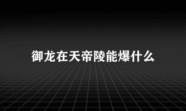 御龙在天帝陵能爆什么