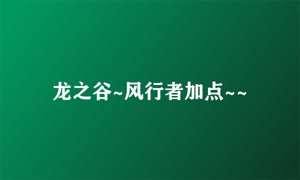 龙之谷~风行者加点~~