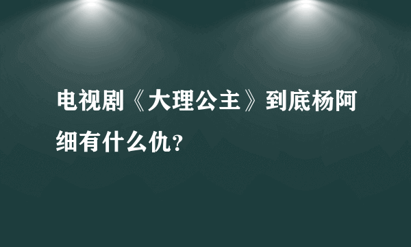 电视剧《大理公主》到底杨阿细有什么仇？