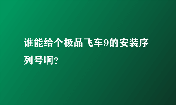 谁能给个极品飞车9的安装序列号啊？