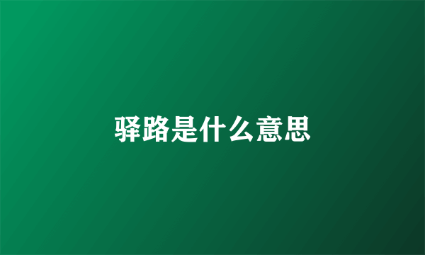 驿路是什么意思