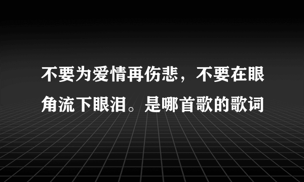 不要为爱情再伤悲，不要在眼角流下眼泪。是哪首歌的歌词