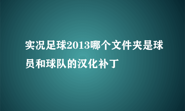 实况足球2013哪个文件夹是球员和球队的汉化补丁