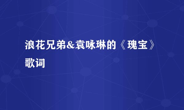 浪花兄弟&袁咏琳的《瑰宝》 歌词