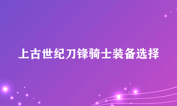 上古世纪刀锋骑士装备选择