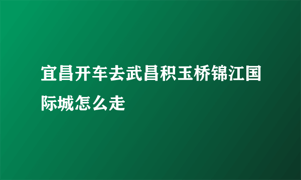 宜昌开车去武昌积玉桥锦江国际城怎么走