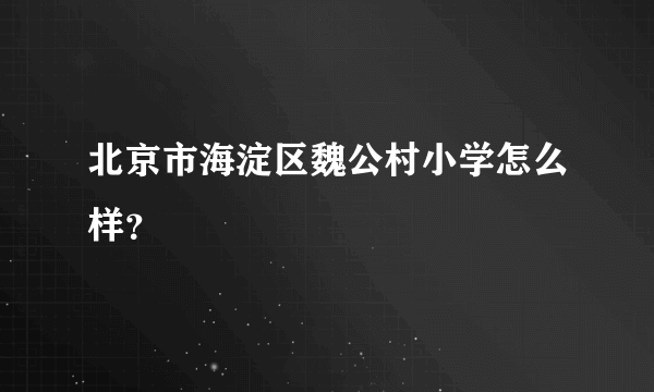 北京市海淀区魏公村小学怎么样？