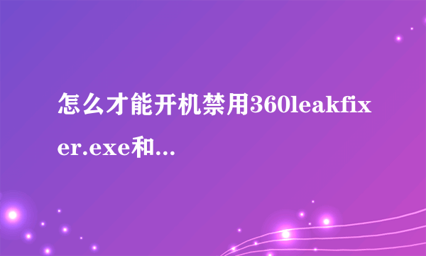 怎么才能开机禁用360leakfixer.exe和360speedld.exe两个进程，因为它们容易造成开机后假死