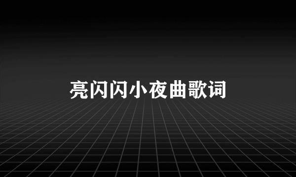 亮闪闪小夜曲歌词