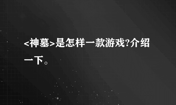 <神墓>是怎样一款游戏?介绍一下。