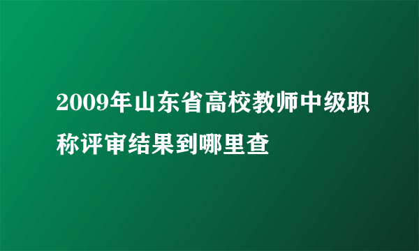 2009年山东省高校教师中级职称评审结果到哪里查