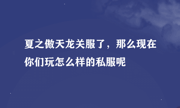 夏之傲天龙关服了，那么现在你们玩怎么样的私服呢