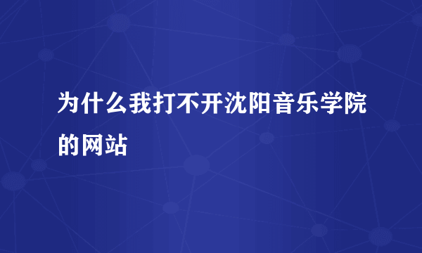 为什么我打不开沈阳音乐学院的网站