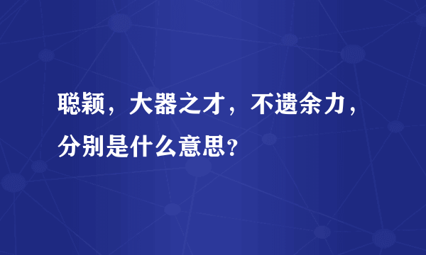 聪颖，大器之才，不遗余力，分别是什么意思？