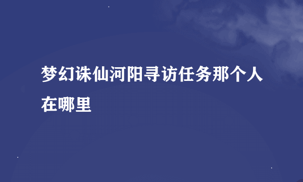 梦幻诛仙河阳寻访任务那个人在哪里