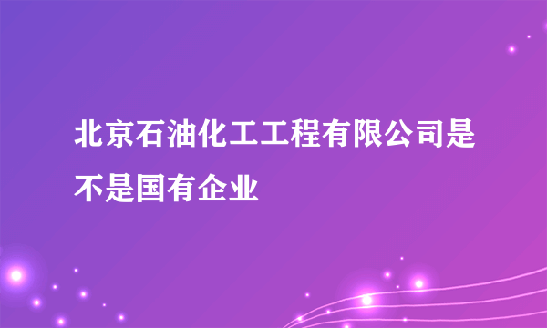 北京石油化工工程有限公司是不是国有企业