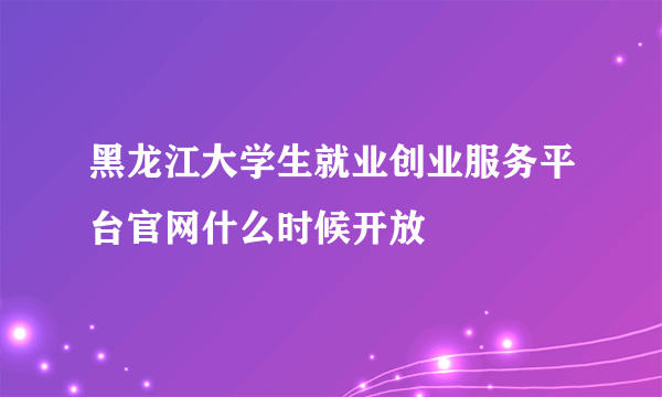 黑龙江大学生就业创业服务平台官网什么时候开放