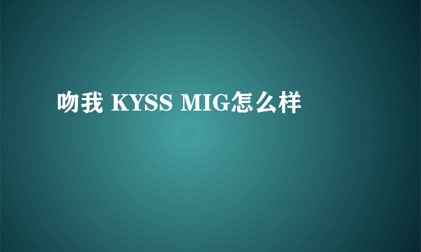 吻我 KYSS MIG怎么样