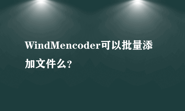 WindMencoder可以批量添加文件么？