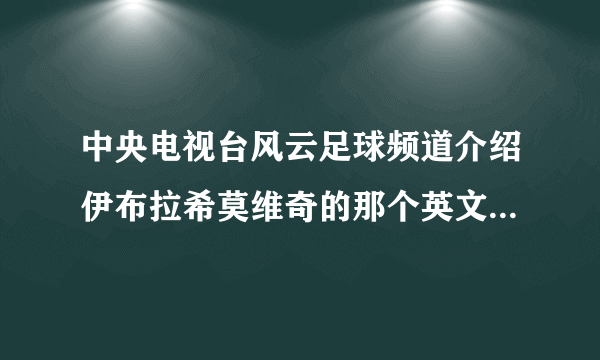 中央电视台风云足球频道介绍伊布拉希莫维奇的那个英文的背景音乐叫什么？