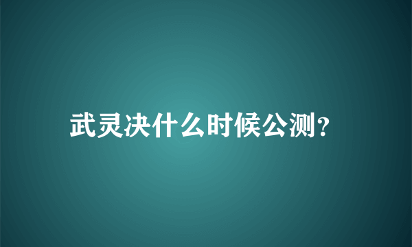 武灵决什么时候公测？