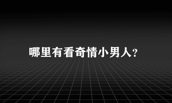 哪里有看奇情小男人？