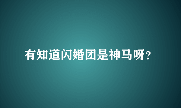 有知道闪婚团是神马呀？