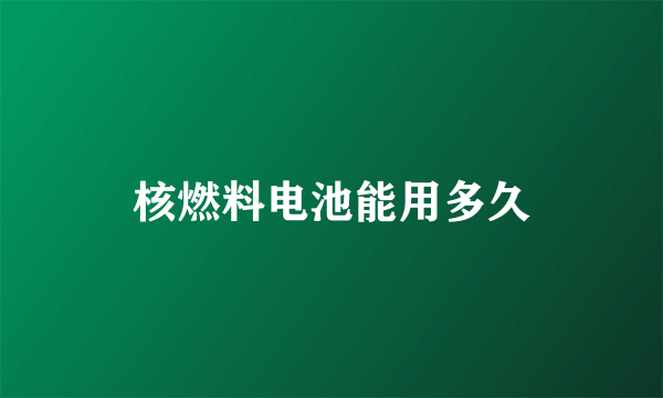 核燃料电池能用多久