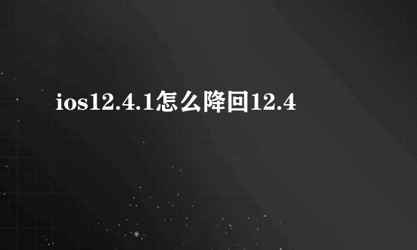 ios12.4.1怎么降回12.4