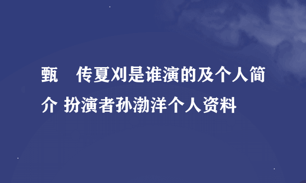 甄嬛传夏刈是谁演的及个人简介 扮演者孙渤洋个人资料