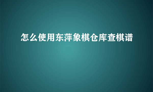 怎么使用东萍象棋仓库查棋谱