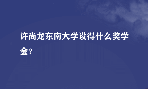 许尚龙东南大学设得什么奖学金？