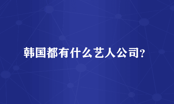 韩国都有什么艺人公司？