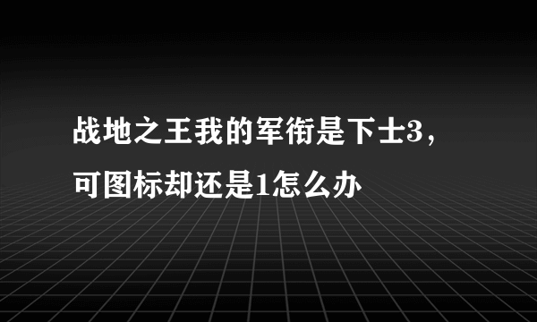 战地之王我的军衔是下士3，可图标却还是1怎么办