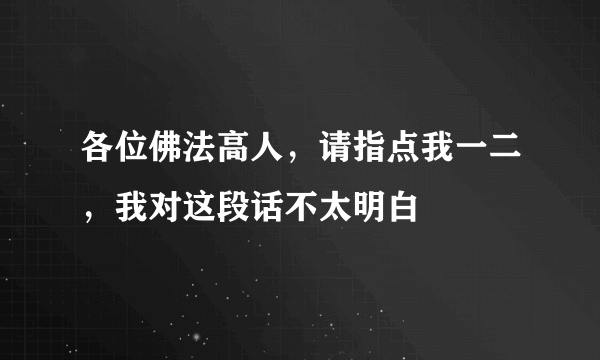 各位佛法高人，请指点我一二，我对这段话不太明白