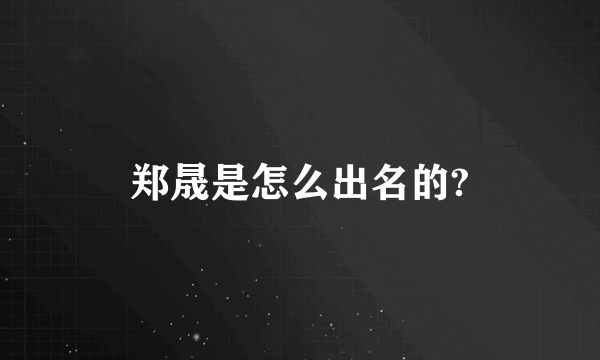 郑晟是怎么出名的?