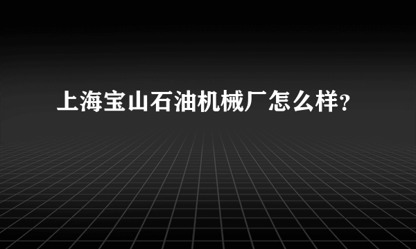 上海宝山石油机械厂怎么样？