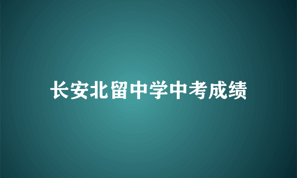 长安北留中学中考成绩