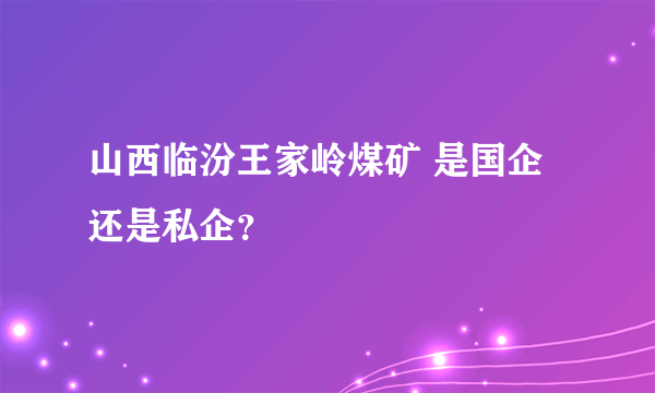 山西临汾王家岭煤矿 是国企还是私企？