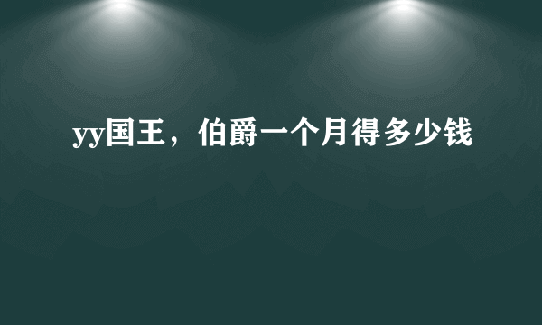 yy国王，伯爵一个月得多少钱