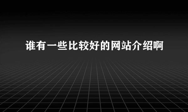 谁有一些比较好的网站介绍啊