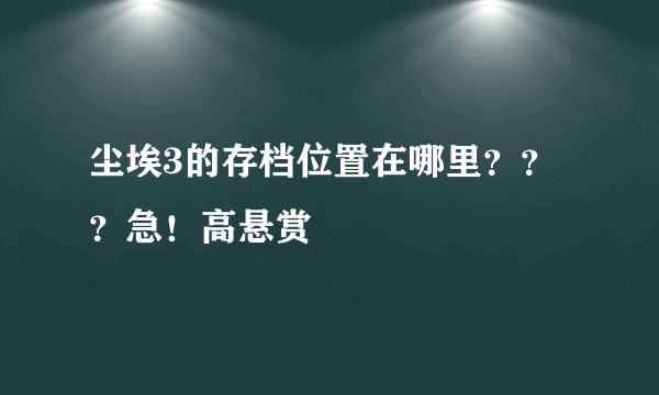 尘埃3的存档位置在哪里？？？急！高悬赏