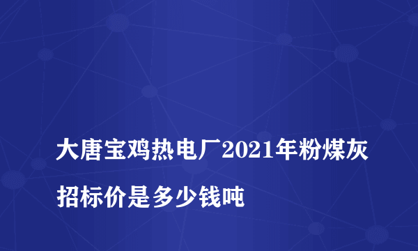 
大唐宝鸡热电厂2021年粉煤灰招标价是多少钱吨

