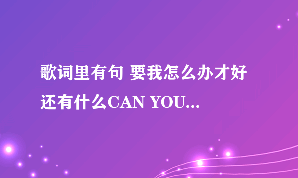 歌词里有句 要我怎么办才好 还有什么CAN YOU LOVE