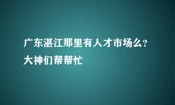 广东湛江那里有人才市场么？大神们帮帮忙