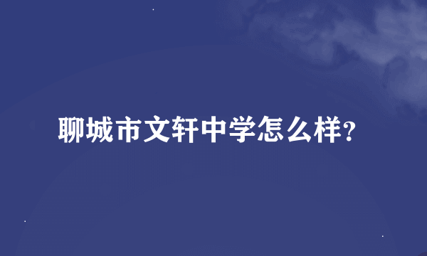 聊城市文轩中学怎么样？