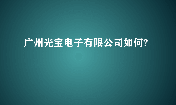 广州光宝电子有限公司如何?