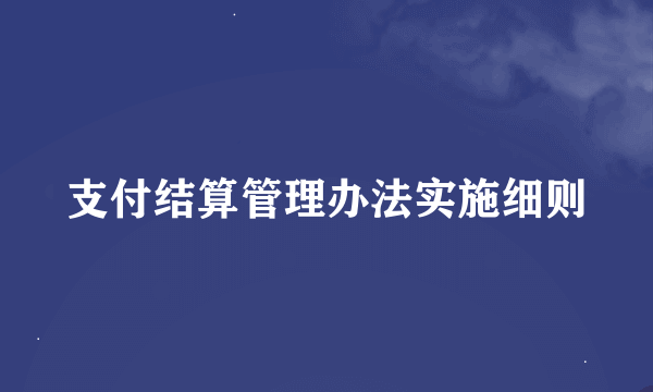 支付结算管理办法实施细则