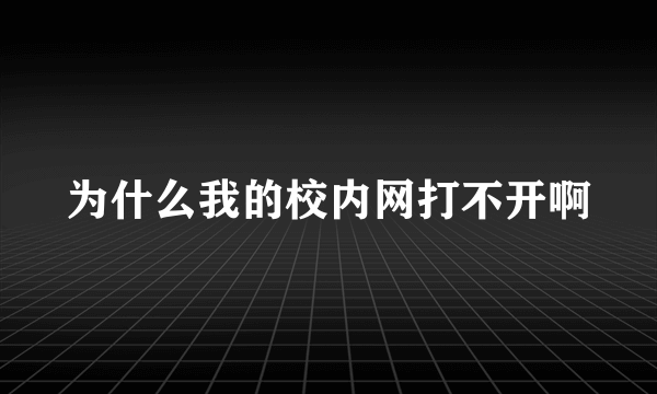 为什么我的校内网打不开啊