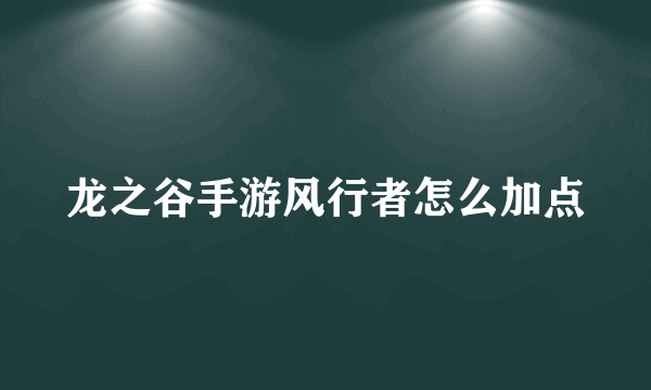 龙之谷手游风行者怎么加点